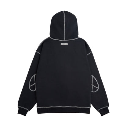 Zipped Hoodie Contrast Stitching