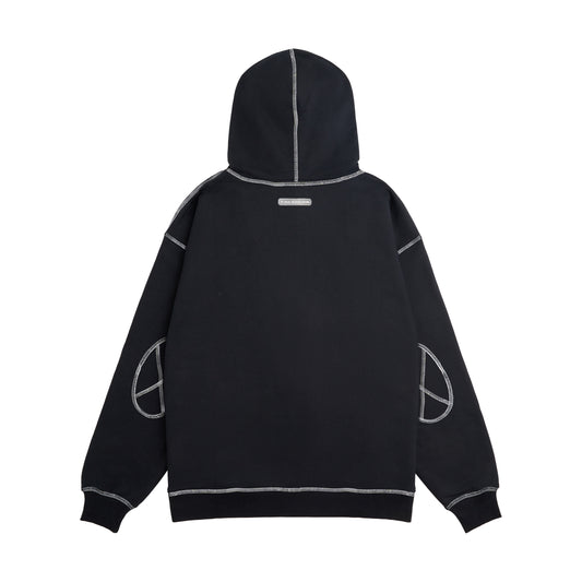 Zipped Hoodie Contrast Stitching