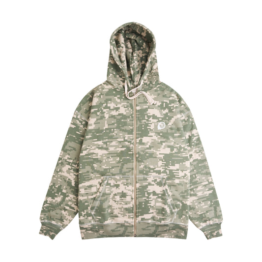 Zipped Hoodie Digital Camo Pattern